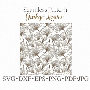 Ginkgo leaves seamless pattern for cut svg, png dxf, cut file for Cricut, Silhouette spring wrap with leaves