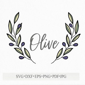 Leaves olives tree, branch frame svg file for cut greenery frame png 300 dpi for wedding or card
