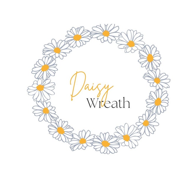 Daisy wreath svg file for cut flower boarder two color, png 300 dpi for wedding or invitation card