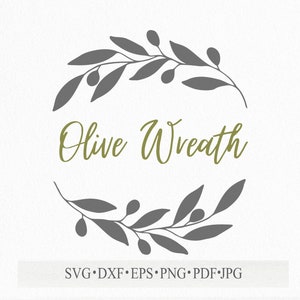 File SVG per Cricut. Cornice floreale con rami di ulivo. File SVG per tagliare la cornice verde in formato PNG a 300 dpi per matrimonio o biglietto.