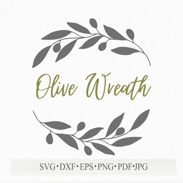 SVG file fot cricut Olives branches floral frame svg file for cutting greenery frame png 300 dpi for wedding or card