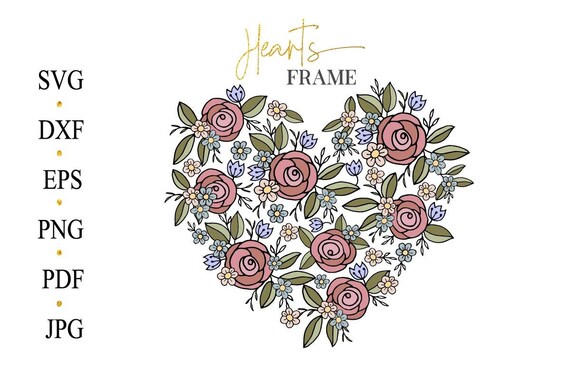 Buy Heart Frame Rose Flowers Svg Png files
