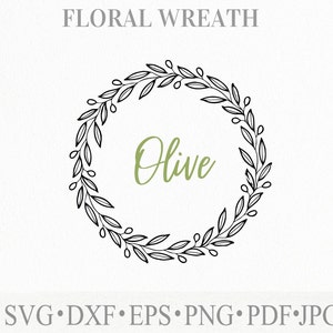 Olives branches floral  frame svg file for cutting greenery frame png 300 dpi for wedding or card