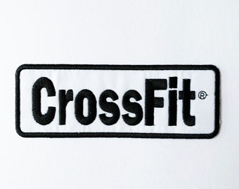 CrossFit Large Embroidered Iron On Patch / Sew On Applique - White