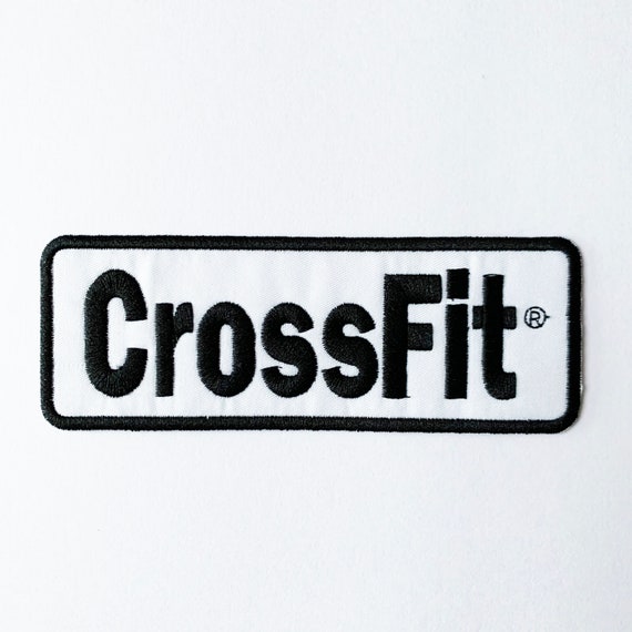 Crossfit Large Embroidered Iron on Patch / Sew on Applique White 