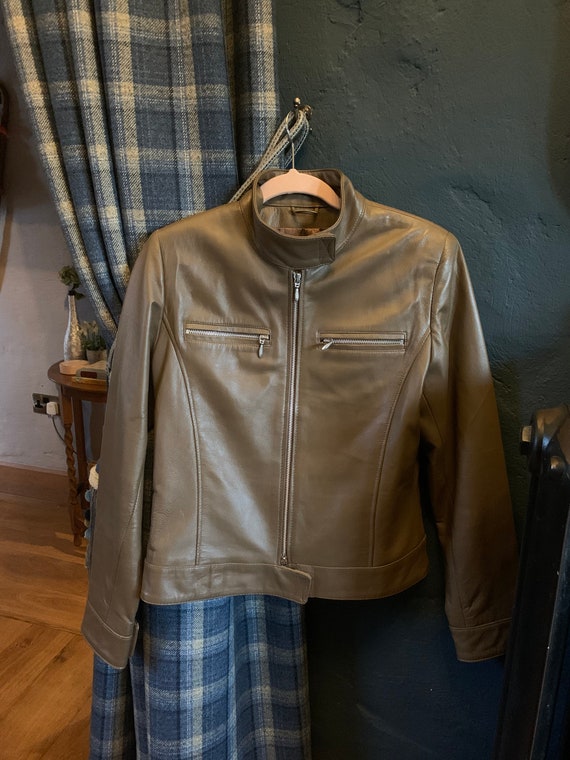 James Lakeland Fine leather jacket . Dark camel in colour . Etsy