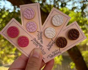Stud Concha earrings, pan dulce, Mexican inspired earrings