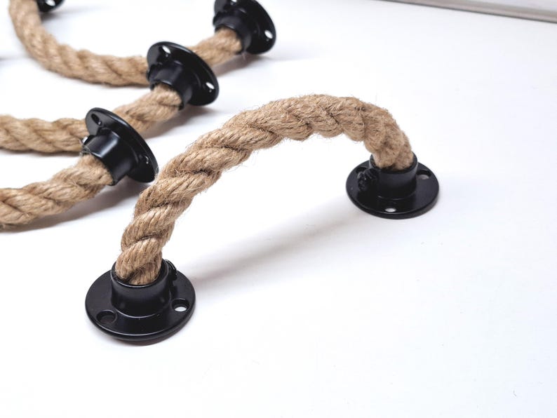 Barthe Rope Handle Jute Rope Dresser Handles: Black Hardware, Furniture Pulls - Etsy