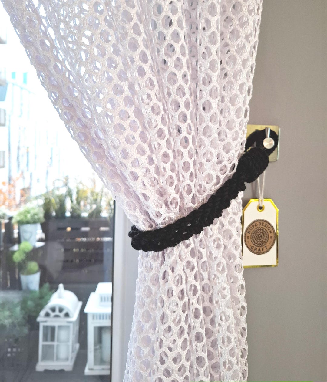 Elegant Black Cotton Rope Curtain Tieback - Stylish Braided Decor - Etsy
