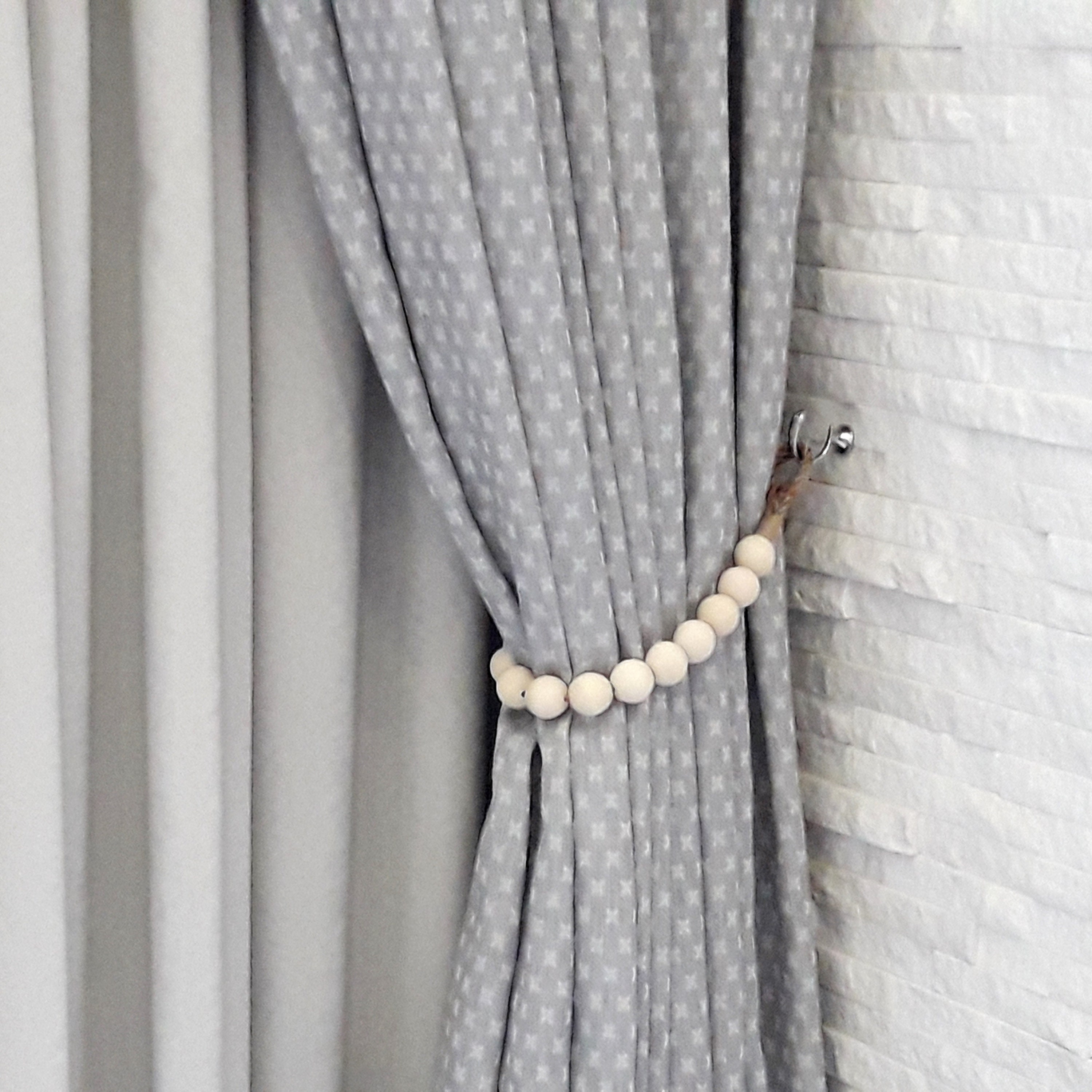 Curtain Tie Backs. Jute Rope Curtain Tiebacks . Round Wooden Etsy