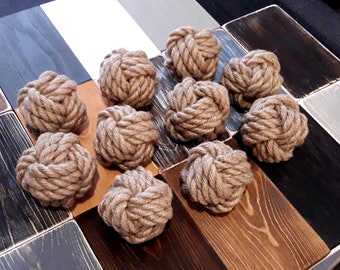 Monkey Fist Knots. Set of 10 pieces. Rustic Wedding. Table Decoration. Wedding decor.