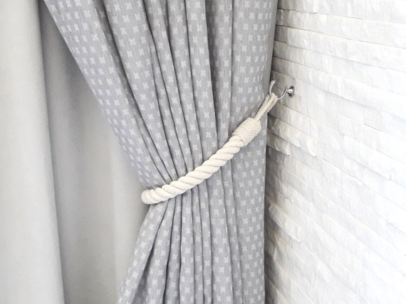 White Cotton Rope Curtain Tieback Nautical Decor Thick Tie Etsy