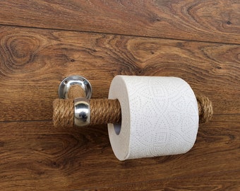 Porte-papier hygiénique. Style de salle de bain respectueux de l'environnement. Décoration nautique en corde de jute. Porte-rouleau papier toilette. pour salle de bain