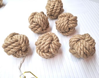 Monkey Fist Knots..Set of 6  - Jute Rope - Decorative Knots for Home Décor