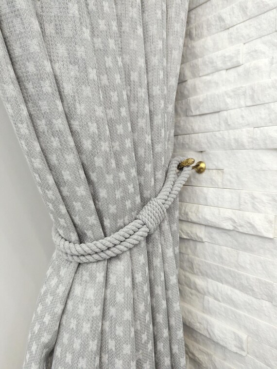 Fermavolo In Corda Di Cotone Fatti A Mano 4 Pezzi 80 Cm - Per Tende Stile Rustico, Boho, Country - Senza Fori Né Viti