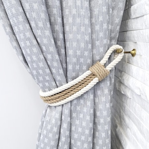 Stylish tieback.. curtain decor..Eco-friendly curtain tie made of white and jute rope