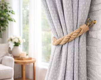 Natural Jute Curtain Tieback, Handmade Rope Drapery Tieback, Boho Chic Home Decor