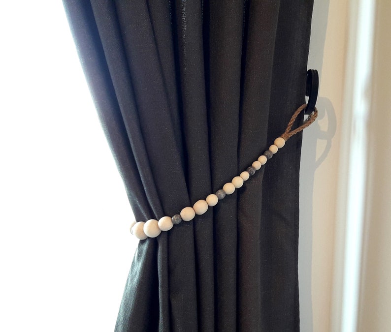 Wooden Curtain Tie Back. Beads Curtain Tie. Rustic Decor Etsy