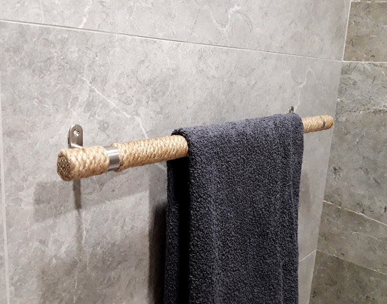 Jute Rope Towel Holder. Bath Towel Holder. Nautical Decor Etsy