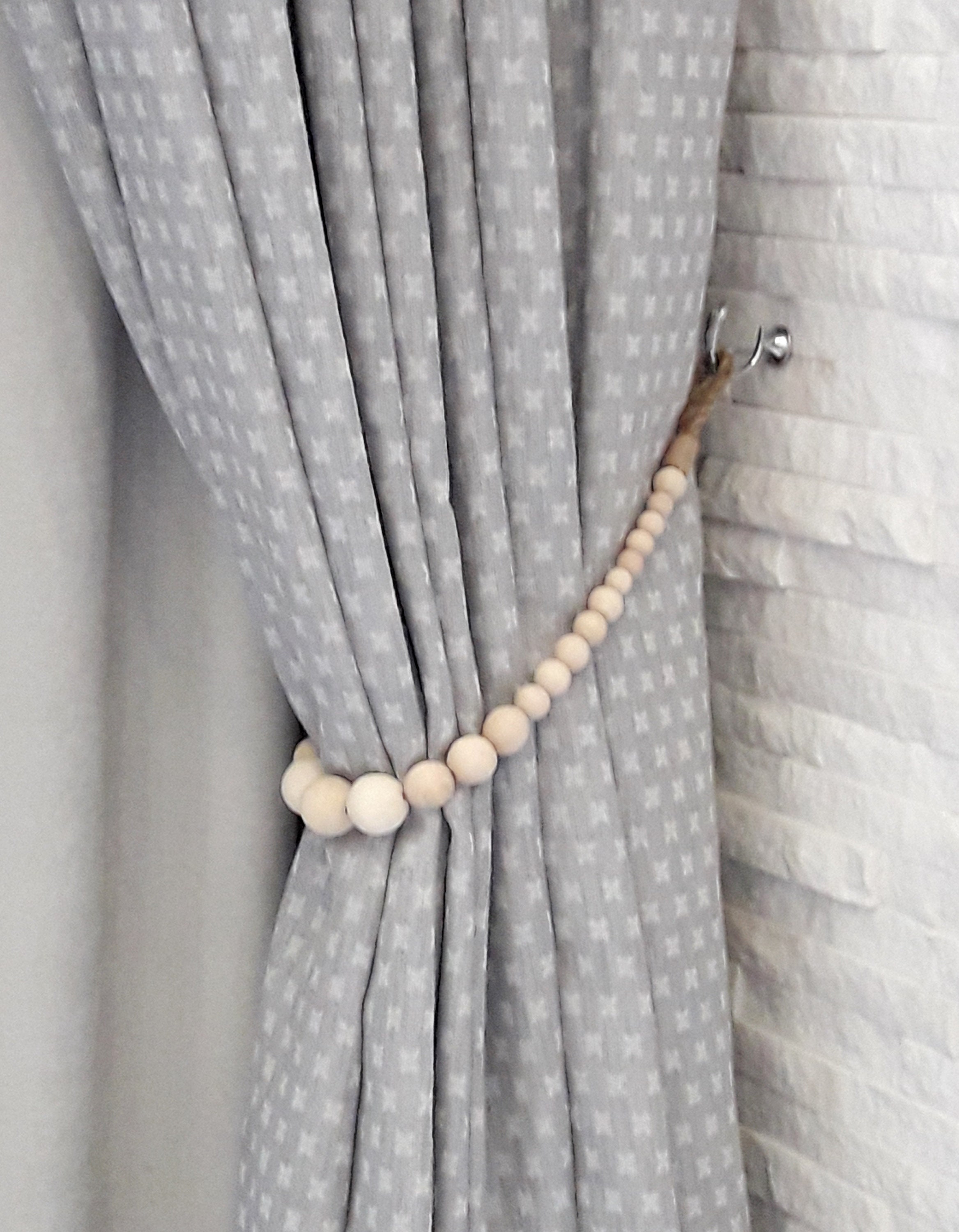 Curtain Tie Backs. Jute Rope Curtain Tiebacks . Round Wooden Etsy