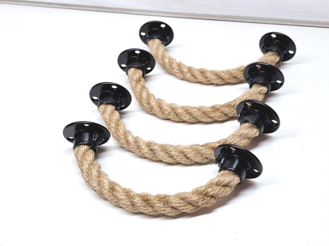 Jute Rope Dresser Handles: Black Hardware, Furniture Pulls - Etsy