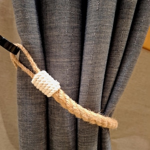 Beige Jute Rope Curtain Tie with White Decor: Elegant Minimalist Style
