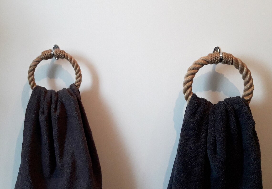 Set of 2 Round Towel Holders. Circle Towel Holders. Decor for Etsy