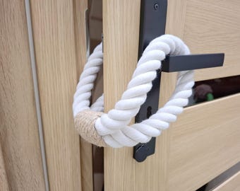 Handmade White Cotton Rope Door Stopper with Jute Decor