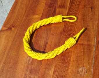 Yellow Jute Curtain Tieback: Handmade Boho Rope Window Decor