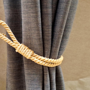 Beige & Gold Rope Curtain Tieback: Elegant Handmade Decor (22&quot;)