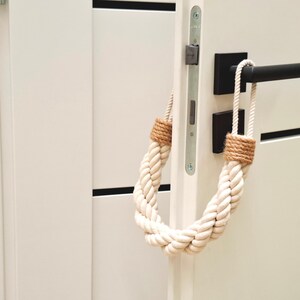 White Cotton Rope Door Stopper - Twisted Three Ropes With Jute Decor ...