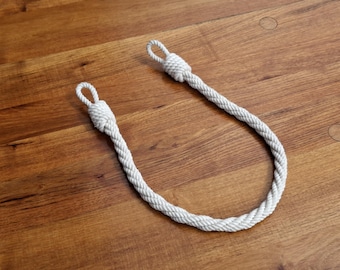 White Cotton Rope Curtain Tieback: Shabby Chic Nautical Window Decor