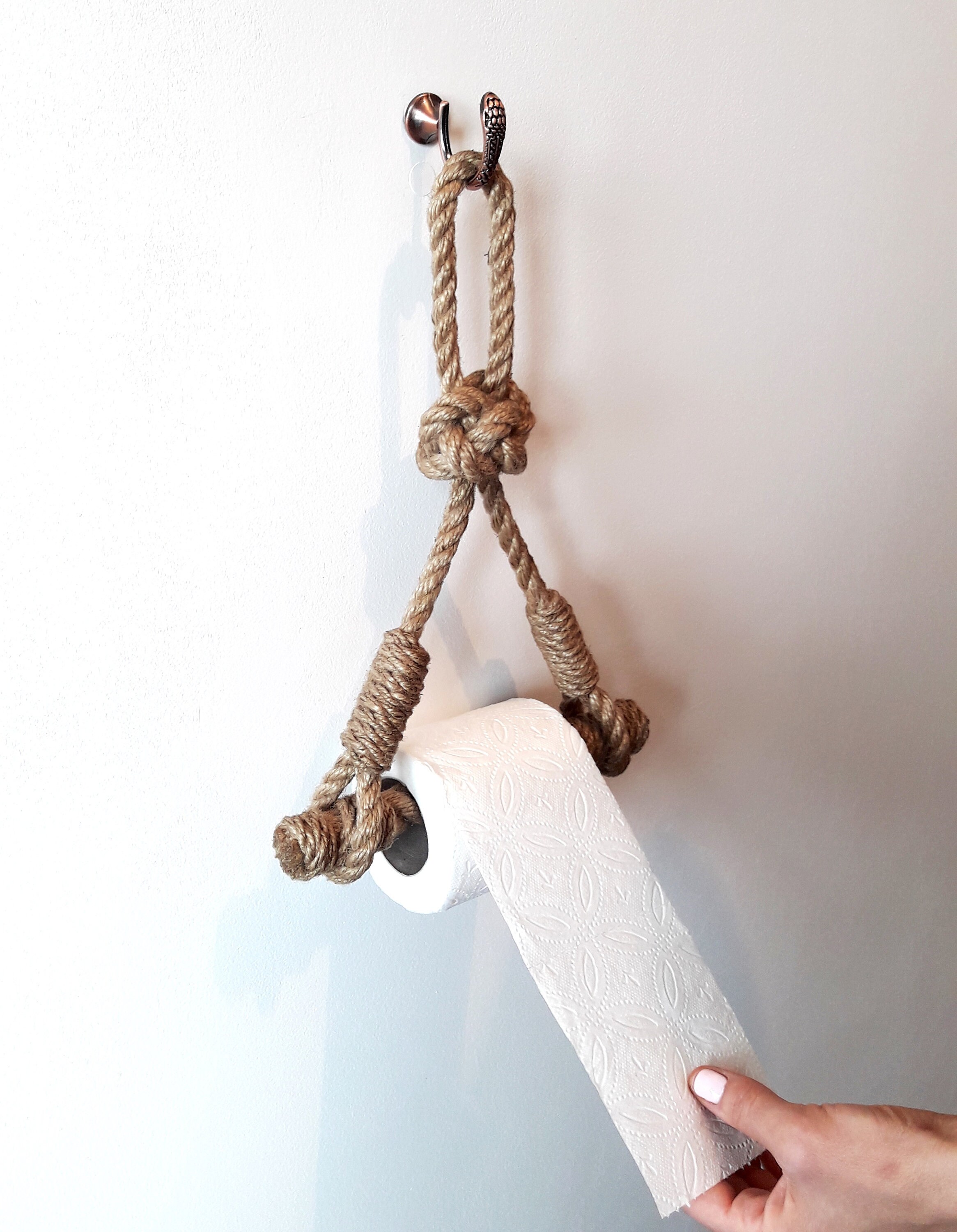 Rope Toilet Roll Holder. Rustic Bathroom. Toilet Paper Etsy