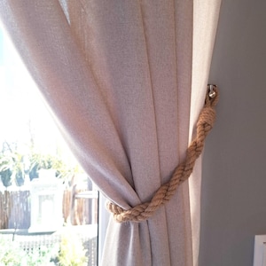 Jute Rope Curtain Tieback.. Handmade Rustic Knot.. Design for Natural Home Decor