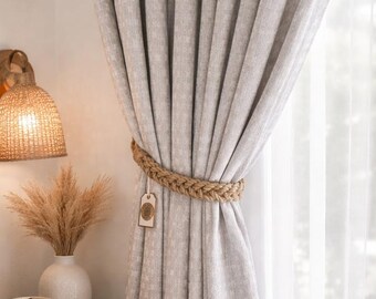 Jute Rope Curtain Tiebacks: 4-Strand Braided Rustic Decor