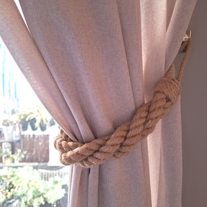 Jute Rope Curtain Tiebacks – Rustic Boho Curtain Holders, Eco-Friendly Tieback for Home Decor
