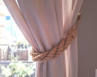 Amarrações de Cortina de Corda de Juta – Suportes de Cortina Rústicos Boho, Amarração Ecológica para Decoração de Casa