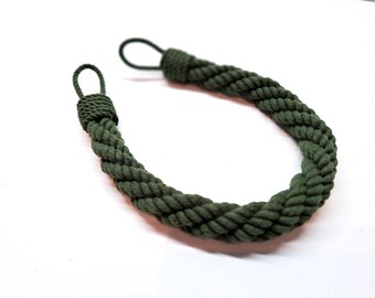 Thick Dark Green Cotton Rope Curtain Tieback: Shabby Chic Nautical Decor