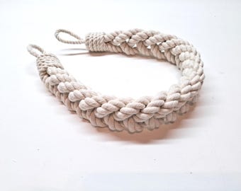 Braided Cotton Rope Curtain Tie Back: Nautical Decor, Handmade