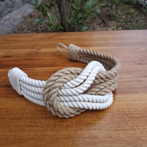 Cotton & Jute Curtain Tieback: Double Square Knot, Nautical Decor
