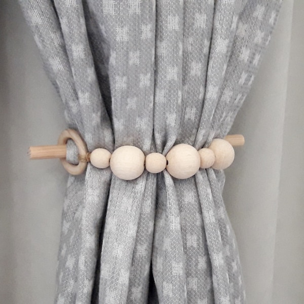 Curtain Tie-Backs. Round Wooden Beads. Home Design. Window Decoration