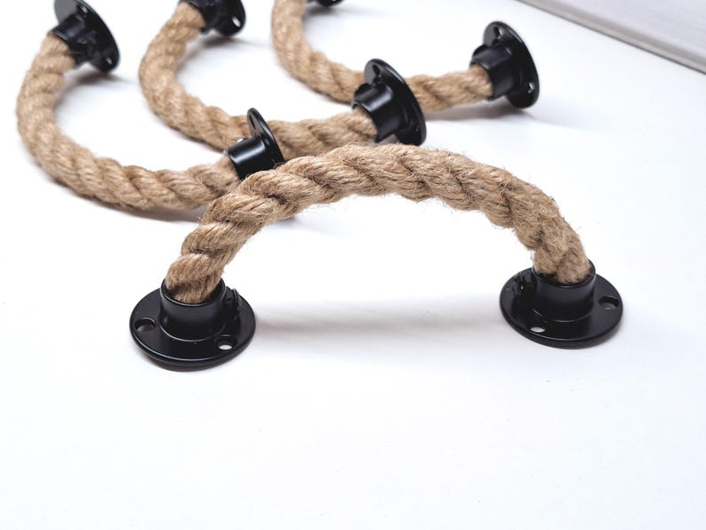 Barthe Rope Handle Jute Rope Dresser Handles: Black Hardware, Furniture Pulls - Etsy