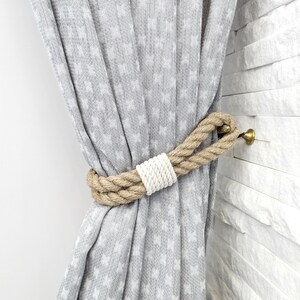 Curtain holdback. Jute Rope Curtain Tiebacks - Natural and Stylish. Rope tiebacks. Curtain accessories. Rustic decor