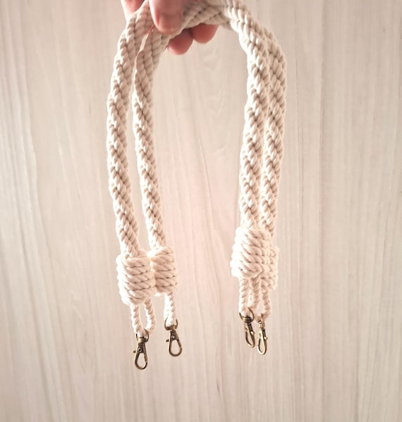 White Rope Handbag Handles with Metal Carabiners – Durable, Stylish, and Easy to Attach