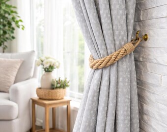 Handmade Jute Curtain Tieback, Four Rope Twist Drapery Tieback, Rustic Home Decor