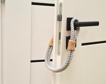 Handmade Gray Cotton Rope Door Stopper with Jute Decor - Eco-Friendly