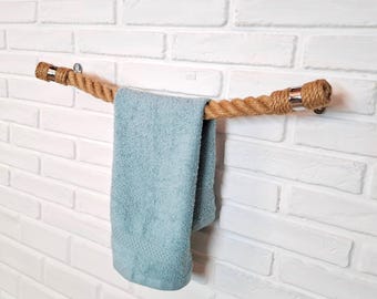 Handcrafted Jute Towel Holder: Rustic Chrome Bathroom Decor
