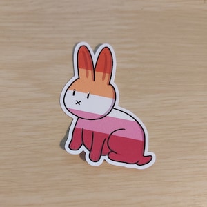 Lapin de la fierté lesbienne | Autocollant en papier