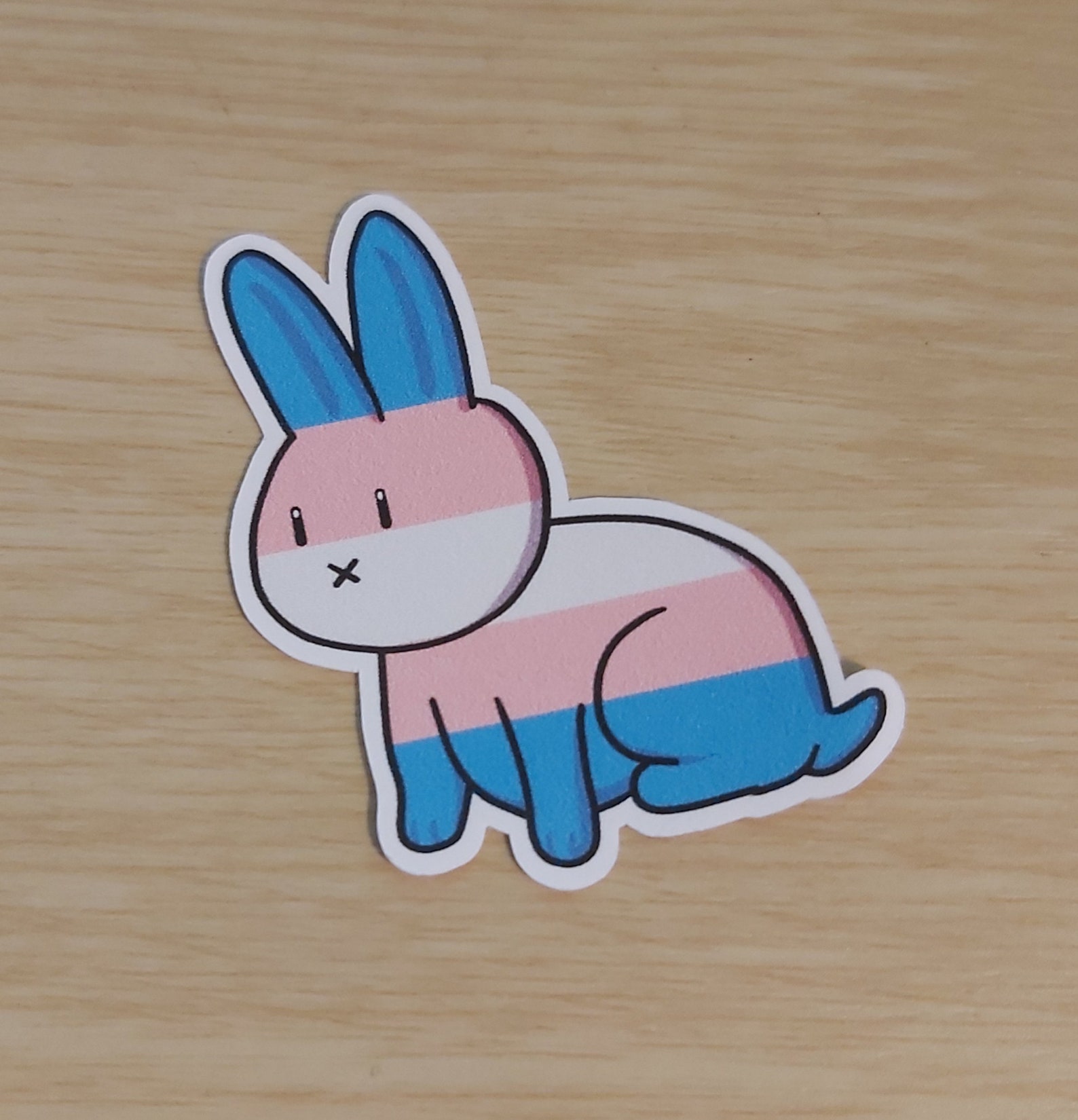Trans Bunny Pride Paper Sticker Etsy
