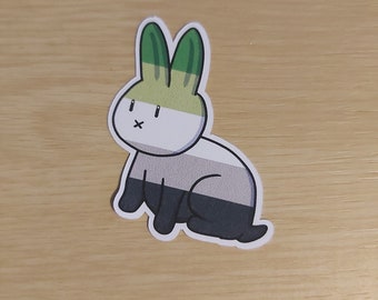 Aromantic Pride Bunny | Paper Sticker